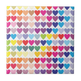 かわいいカラフル虹のハートパターン タイル