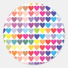 かわいいカラフル虹のハートパターン ラウンドシール