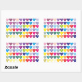 かわいいカラフル虹のハートパターン 長方形シール (シート)