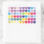 かわいいカラフル虹のハートパターン 長方形シール (バッグ)