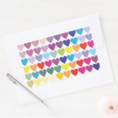 かわいいカラフル虹のハートパターン 長方形シール (封筒)