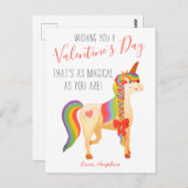 かわいいカラフル虹の一角獣バレンタインデーの子供たち ポストカード (正面/裏面)