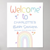 かわいいカラフル虹の赤ちゃんシャワー歓迎サイン ポスター (正面)