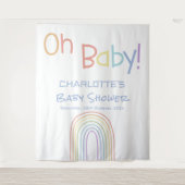 かわいいカラフル虹の赤ちゃんシャワー背景 タペストリー (正面)
