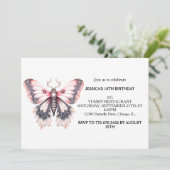 かわいいカラフル蝶の誕生日パーティー 招待状 (スタンド正面)