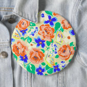 かわいいカラフル蝶バラパターン 缶バッジ (インサイチュ)