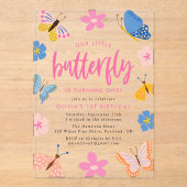かわいいカラフル蝶1st誕生日パーティー アクリル招待状 (正面)
