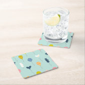 かわいいカラフル誕生日パーティー風船パターン スクエアペーパーコースター (インサイチュ)