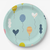かわいいカラフル誕生日パーティー風船パターン ペーパープレート (正面)