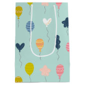 かわいいカラフル誕生日パーティー風船パターン ミディアムペーパーバッグ (裏面)
