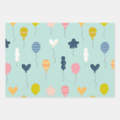 かわいいカラフル誕生日パーティー風船パターン ラッピングペーパーシート (正面)