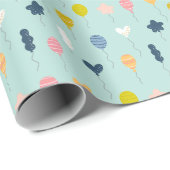 かわいいカラフル誕生日パーティー風船パターン ラッピングペーパー (ロールコーナー)