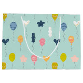 かわいいカラフル誕生日パーティー風船パターン ラージペーパーバッグ (裏面)