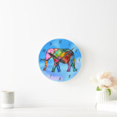 かわいいカラフル象の時計 ラウンド壁時計 (ホーム)