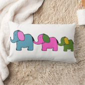 かわいいカラフル象の漫画は幸運を祈る ランバークッション (ブランケット)