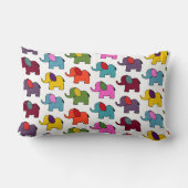 かわいいカラフル象の漫画は幸運を祈る ランバークッション (裏面)