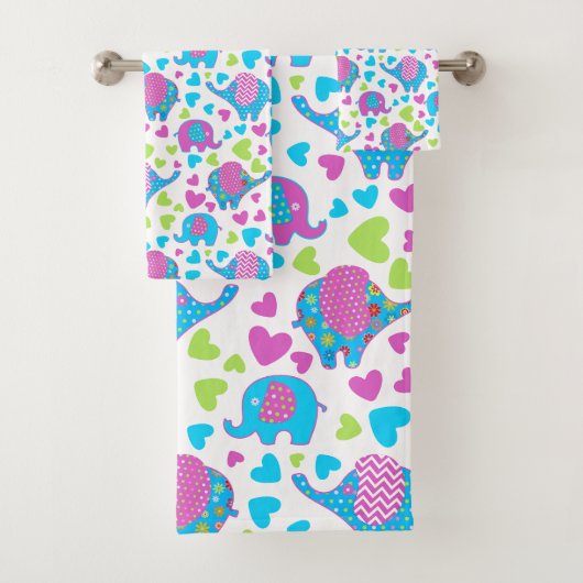 かわいいカラフル象 バスタオルセット (インサイチュ)