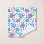 かわいいカラフル象 バスタオルセット (ウォッシュタオル)