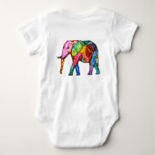 かわいいカラフル象 ベビーボディスーツ (裏面)