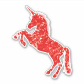かわいいカラフル赤いユニコーンのアート シール (正面)