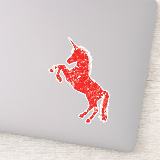 かわいいカラフル赤いユニコーンのアート シール (詳細)