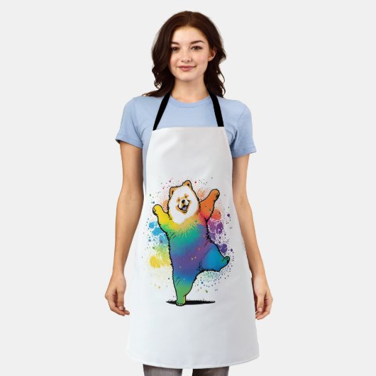 かわいいカラフル踊りチョー エプロン (着用した状態)