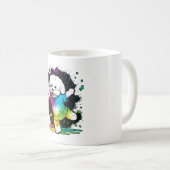かわいいカラフル踊りビション コーヒーマグカップ (正面右)