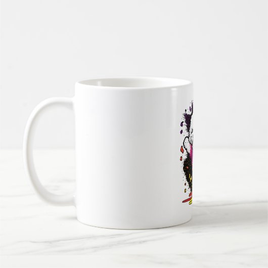 かわいいカラフル踊りビション コーヒーマグカップ (左)