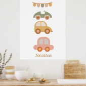 かわいいカラフル車おもちゃベビールーム ポスター (キッチン)