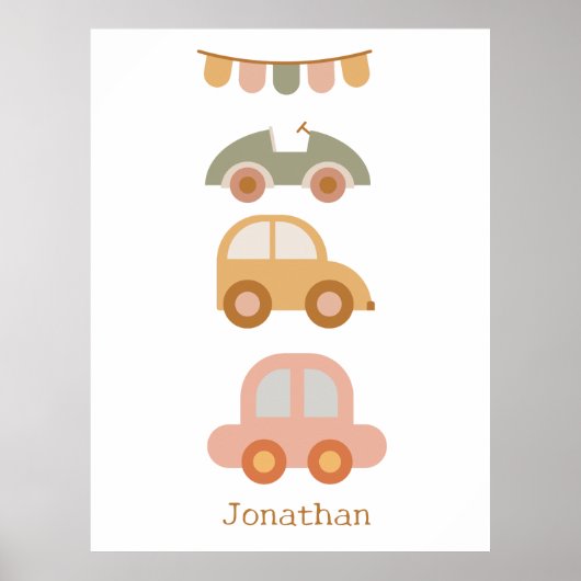 かわいいカラフル車おもちゃベビールーム ポスター (正面)
