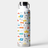 かわいいカラフル車の交通パターン ウォーターボトル (正面)