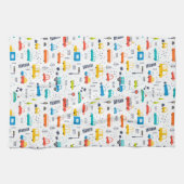 かわいいカラフル車の交通パターン キッチンタオル (横)