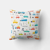 かわいいカラフル車の交通パターン クッション (裏面)