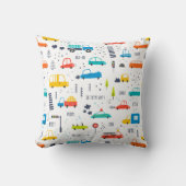 かわいいカラフル車の交通パターン クッション (正面)