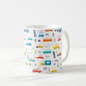 かわいいカラフル車の交通パターン コーヒーマグカップ (正面右)