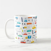 かわいいカラフル車の交通パターン コーヒーマグカップ (左)