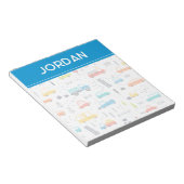 かわいいカラフル車の交通パターン ノートパッド (アングル)