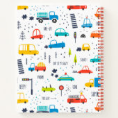 かわいいカラフル車の交通パターン ノートブック (裏面)