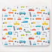 かわいいカラフル車の交通パターン マウスパッド (正面)