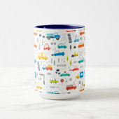 かわいいカラフル車の交通パターン マグカップ (中央)