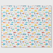 かわいいカラフル車の交通パターン ラッピングペーパー (フラット)