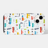 かわいいカラフル車の交通パターン iPhoneケース (裏面横)