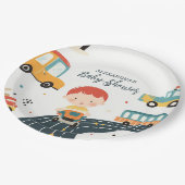 かわいいカラフル車の男の子のシャワー ペーパープレート (アングル)