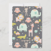 かわいいカラフル野生動物ベビーシャワー招待状 招待状 (裏面)