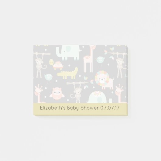 かわいいカラフル野生動物子供部屋アートベイビーシャワー ポストイット (正面)