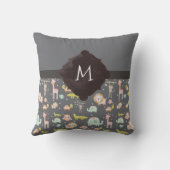 かわいいカラフル野生動物子供部屋アートモノグラム クッション (裏面)