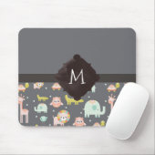 かわいいカラフル野生動物子供部屋アートモノグラム マウスパッド (マウス)