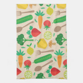 かわいいカラフル野菜の柄 キッチンタオル (縦)