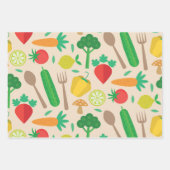 かわいいカラフル野菜の柄 ラッピングペーパーシート (正面3)