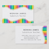 かわいいカラフル鉛筆の代用先生 名刺 (正面/裏面)